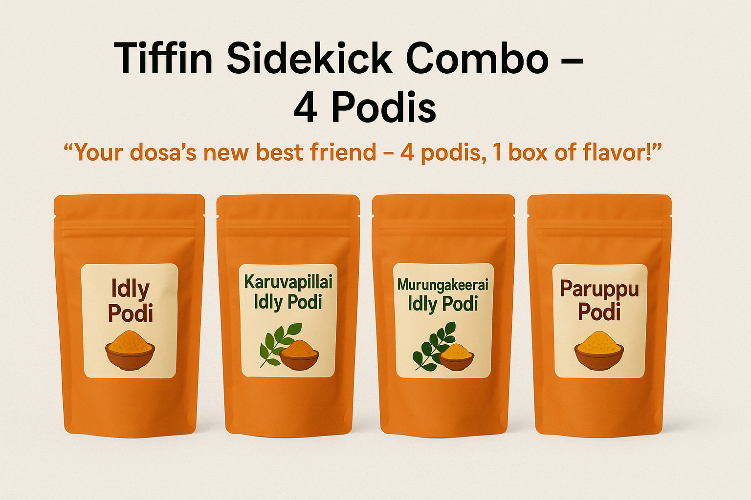 🍽️Tiffin Sidekick Combo – 4 Podis